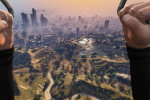 official screenshot first person parachuting into vinewood