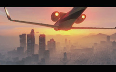 gta 5 trailer 1 airplane flying towards los santos