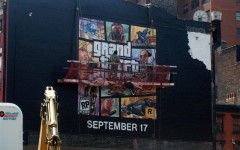 gta v cover art ad in nyc being painted 4