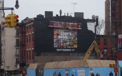 gta v cover art ad in nyc being painted 5