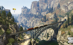 official screenshot parachute over rail bridge