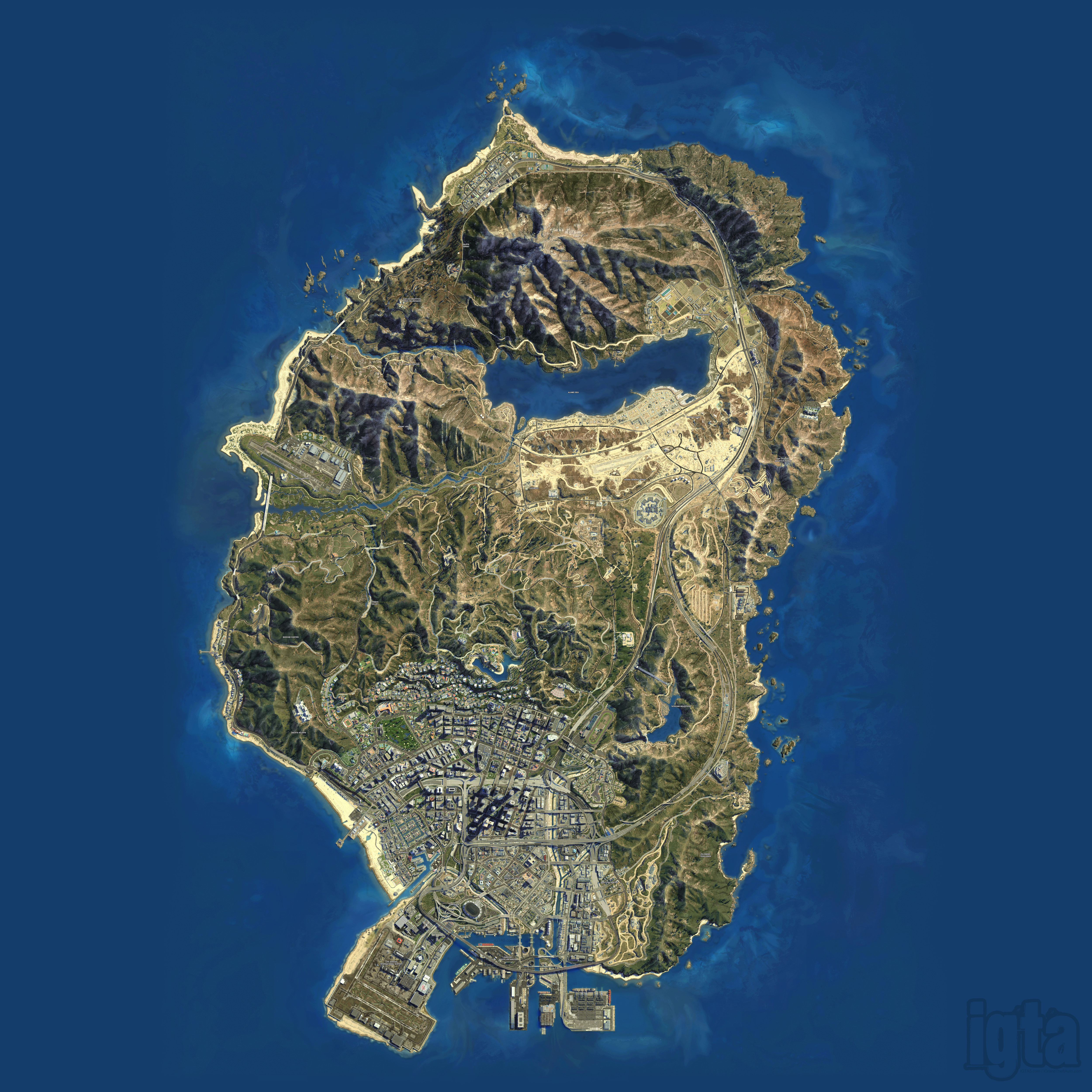 Rockstar Grand Theft Auto GTA 5 City of Los Santos Blaine County Poster Map