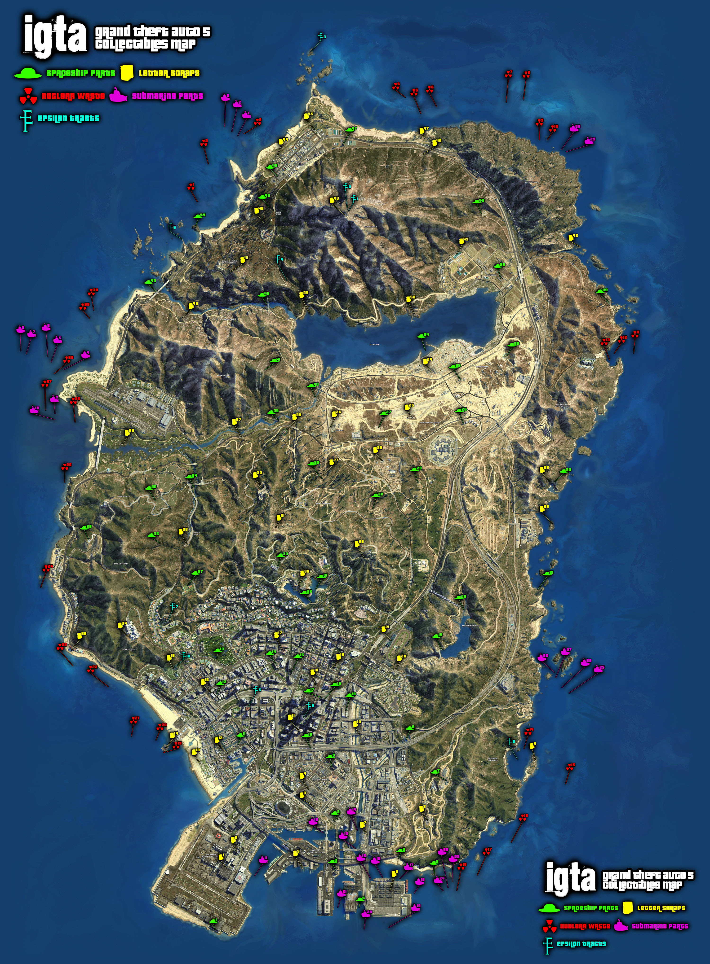 GTA V (5) Mapa Localização dos Fragmentos de Carta/Letter Scraps
